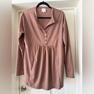 Elegant Light Brown Button-Up Blouse